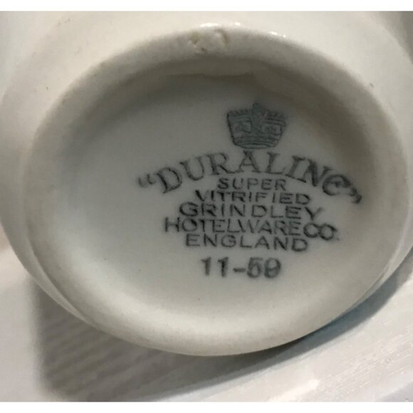 Grindley Duraline Coffee Cups Super Vitrified Green Band Hotelware 11-59 Vintage - Picture 6 of 8